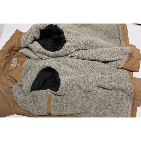 Duluth Trading men's faux shearling lined short canvas barn chore utility coat M - Picture 6 of 13